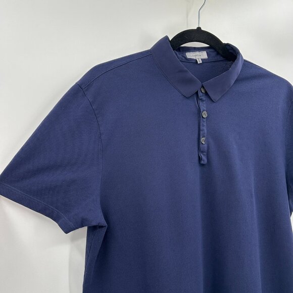 LANVIN Men's Navy Blue 100% Cotton Short Sleeve Casual Polo Shirt Size Large - Picture 4 of 7